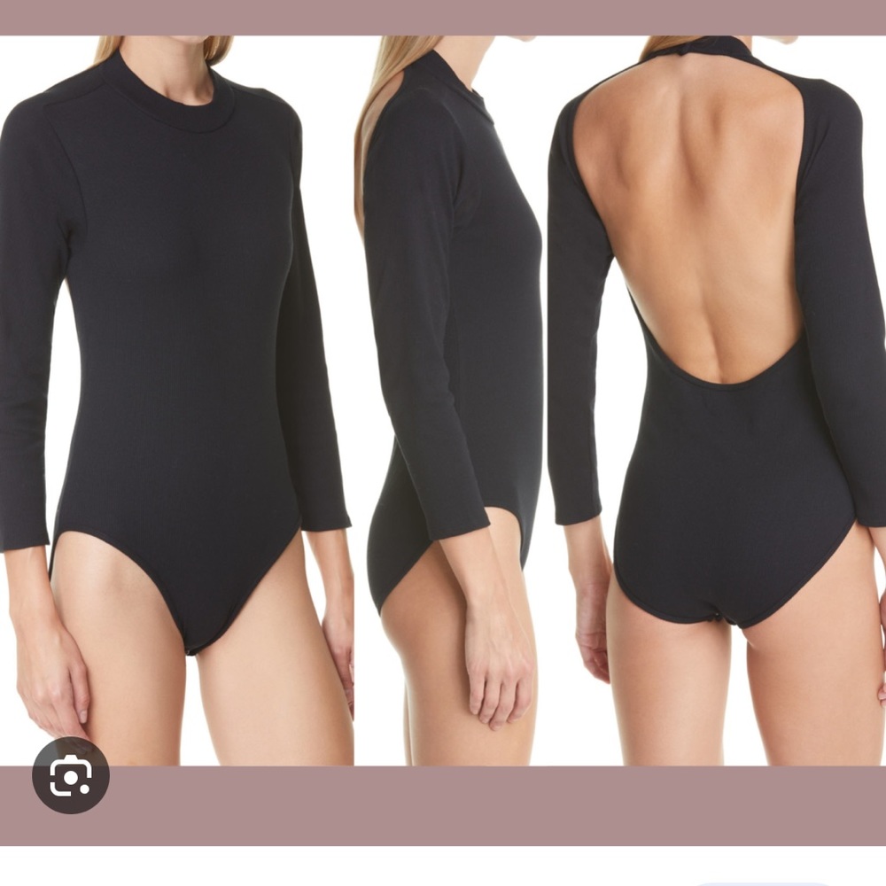 Ba & sh black long sleeve body suit with open back size M. NWT